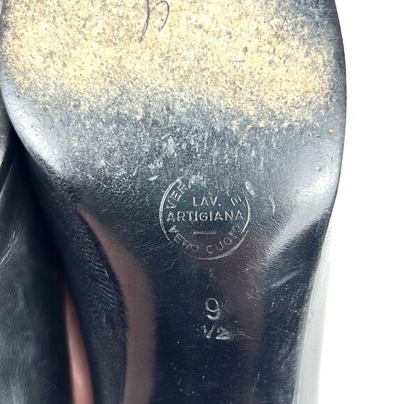 LA SFINGE by Vittorio De Maio Black Leather Italian made Pumps Heels - Picture 14 of 14